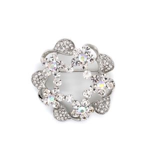 Chn-0149-1 Taşlı Broş Gümüş