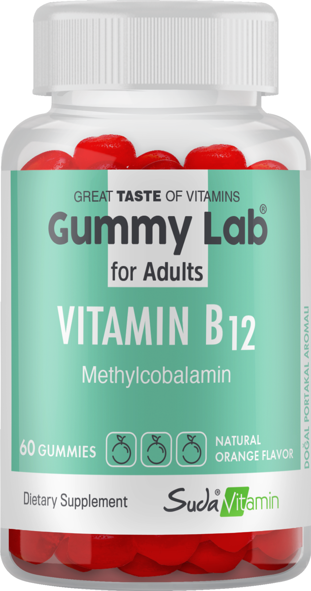 Suda Vitamin Gummy Lab Vitamin B12 For Adults Portakal Aromalı 60 Gummies