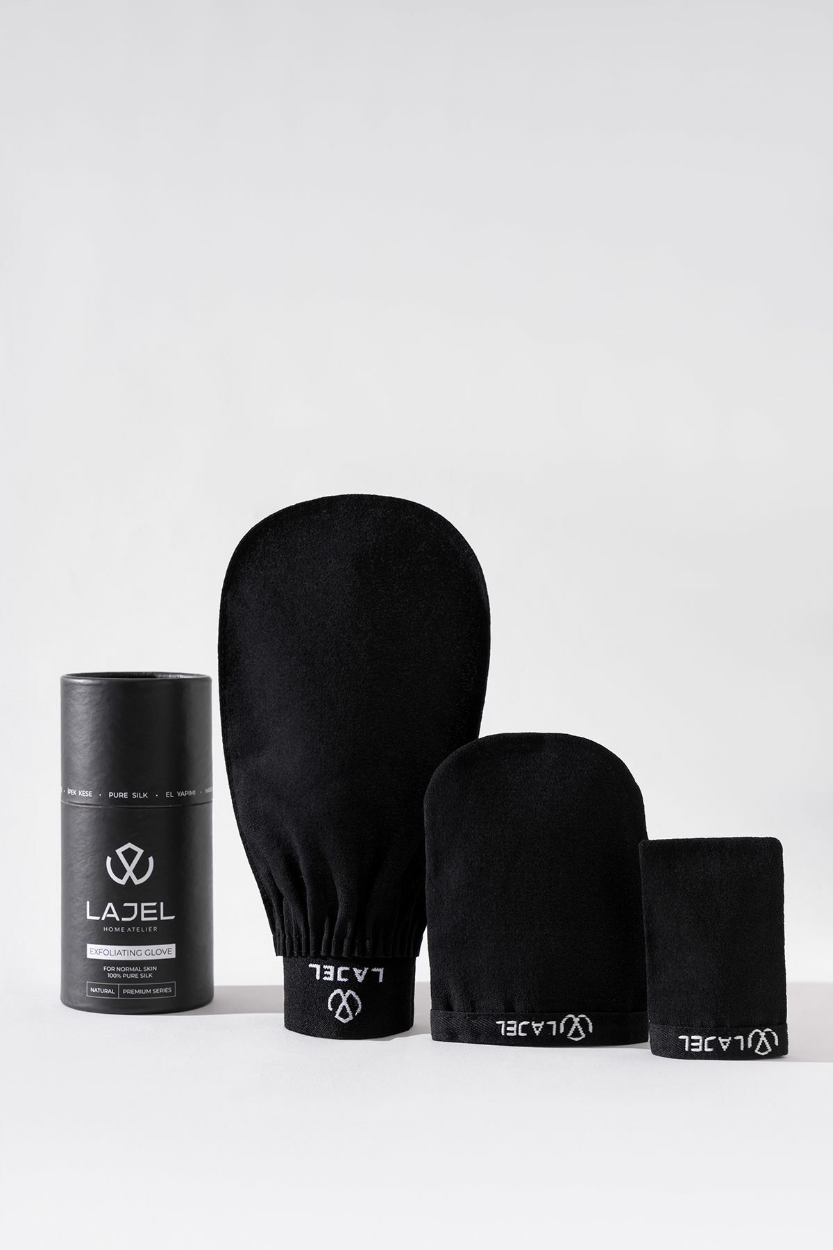 Lajel Premium İpek 3'lü Kese Seti 2'li Siyah Beyaz