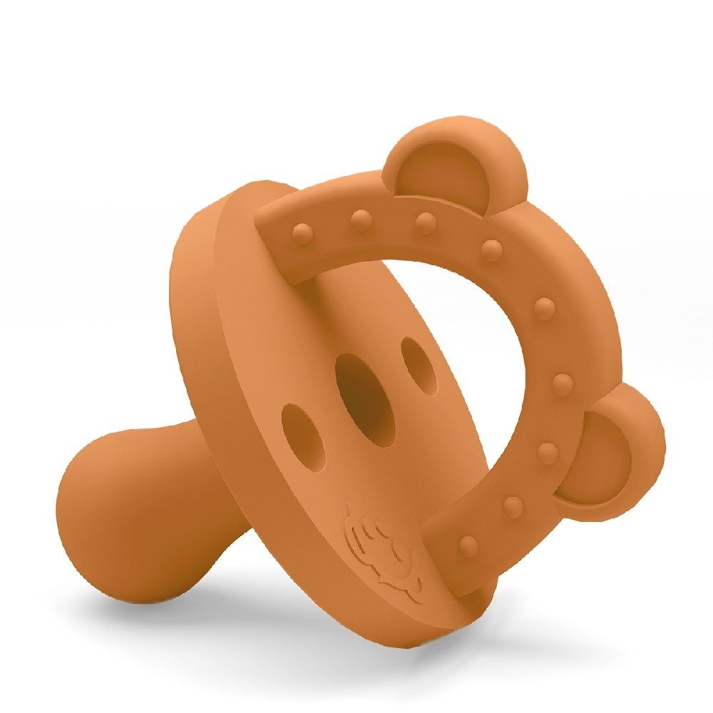 Lujo Bear 0-6 Ay Silikon Emzik ve Diş Kaşıyıcı - Kahverengi