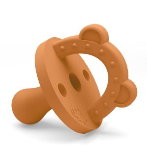 Lujo Bear 0-6 Ay Silikon Emzik ve Diş Kaşıyıcı - Kahverengi