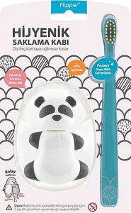 Flipper Animals Hijyenik Saklama Kabı + Çocuk Diş Fırçası Seti - Panda