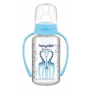 Hanymish 403 Kulplu Cam Biberon 125 ml - Mavi