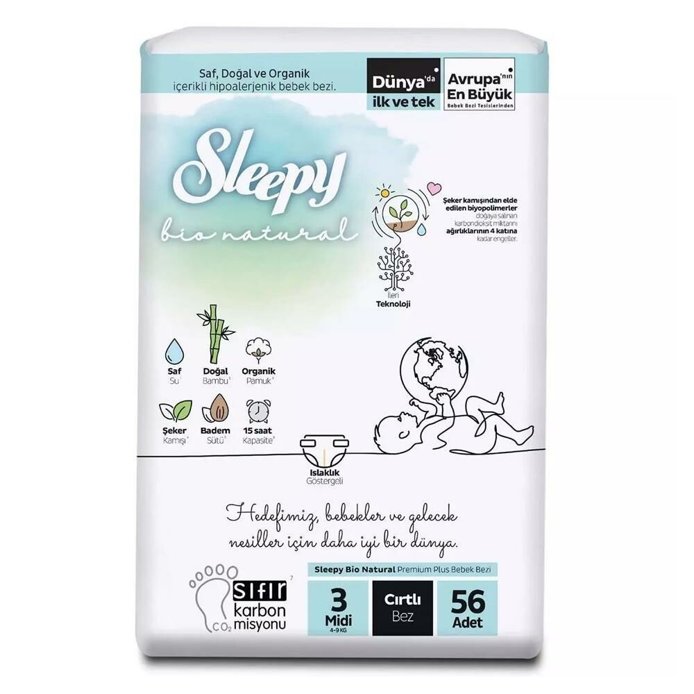 Sleepy Bio Natural Bebek Bezi Jumbo Midi No: 3 56'lı