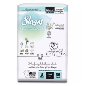 Sleepy Bio Natural Bebek Bezi Jumbo Midi No: 3 56'lı