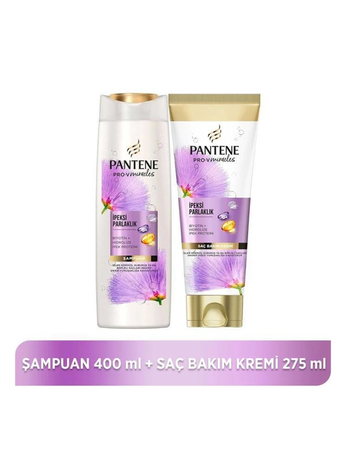 Pantene İpeksi Parlaklık Şampuan 400 ml + Saç Kremi 275 ml