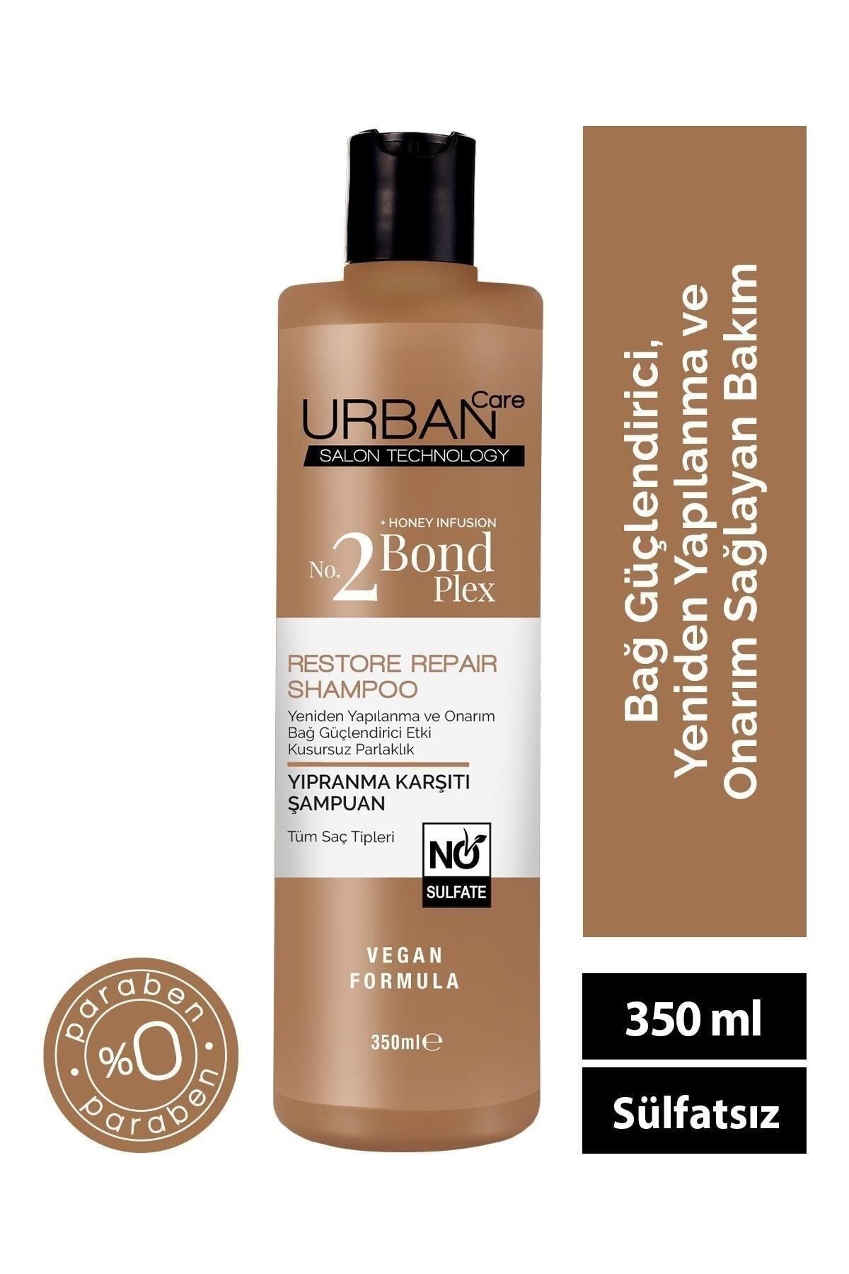 Urban Care No: 2 Bond Plex Restore Sülfatsız Şampuan 350 ml + Sülfatsız Saç Sütü 200 ml + Maske 230 ml - 3'lü Set