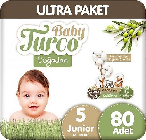 Baby Turco Doğadan No: 5 Junior 12-25 kg 80'li