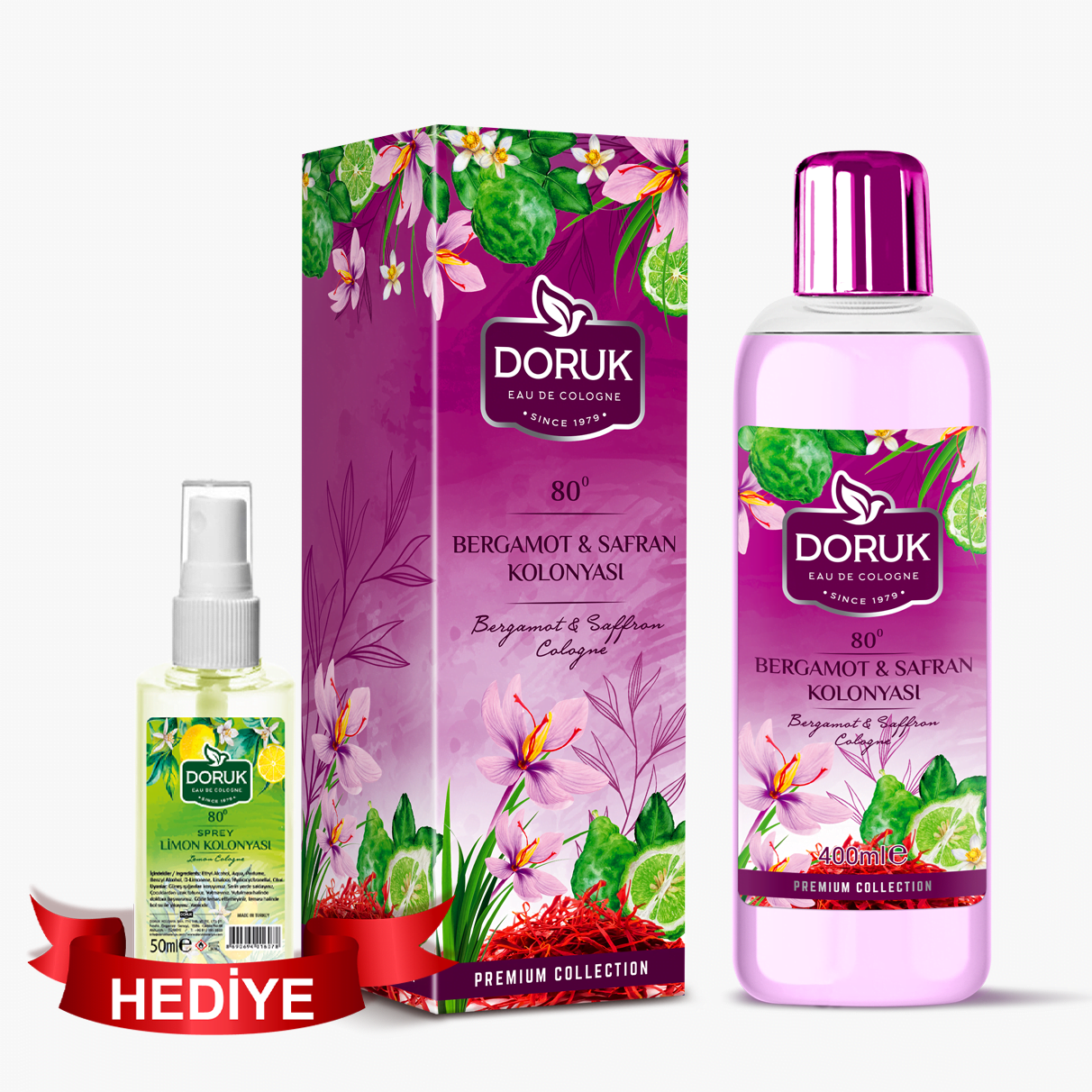 Doruk Bergamot & Safran Kolonyası Püskürtmeli 800 ml