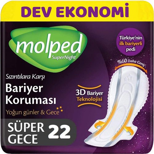Molped Supernight Ultra Hijyenik Ped Super Gece Dev Ekonomik 20'li
