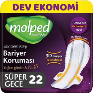 Molped Supernight Ultra Hijyenik Ped Super Gece Dev Ekonomik 20'li