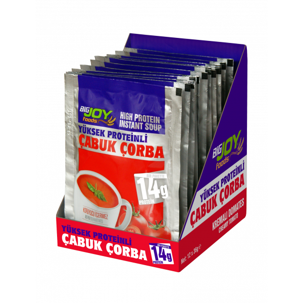 Bigjoy Foods Yüksek Proteinli Çabuk Çorba 12x36 gr - Kremalı Domates