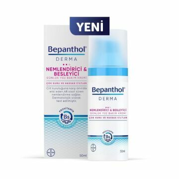 SKT:12/2023 Bepanthol Derma Nemlendirici & Besleyici Yüz Bakım Kremi (Çok Kuru ve Hassas Ciltler)  50ml