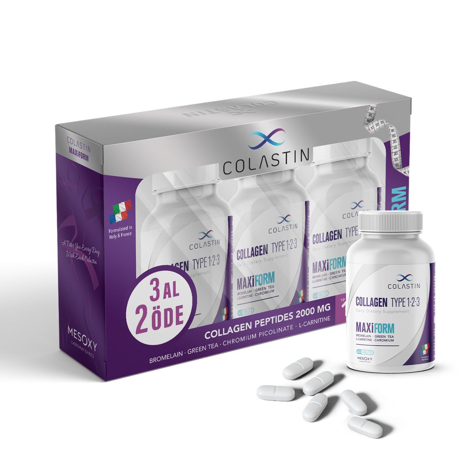 Colastin Maxiform Kolajen I-II-III Güzellik ve Form Bir Arada 180 Tablet - 3 Al 2 Öde