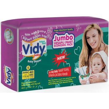 Vidy Baby Bebek Bezi Jumbo No: 5 11-25 kg - 40 Adet