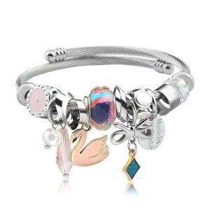 Kuğu Figürlü Pandora Çelik Bileklik