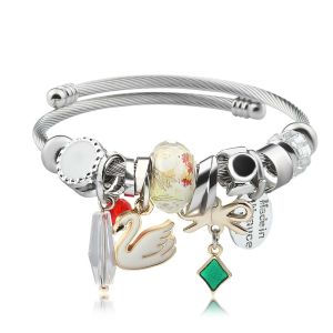 Kuğu Figürlü Pandora Çelik Bileklik