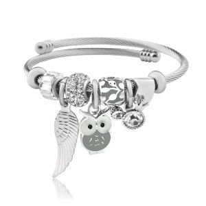 Baykuş Figürlü Pandora Çelik Bileklik
