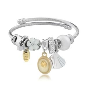 Deniz Kabuğu Figürlü Pandora Çelik Bileklik