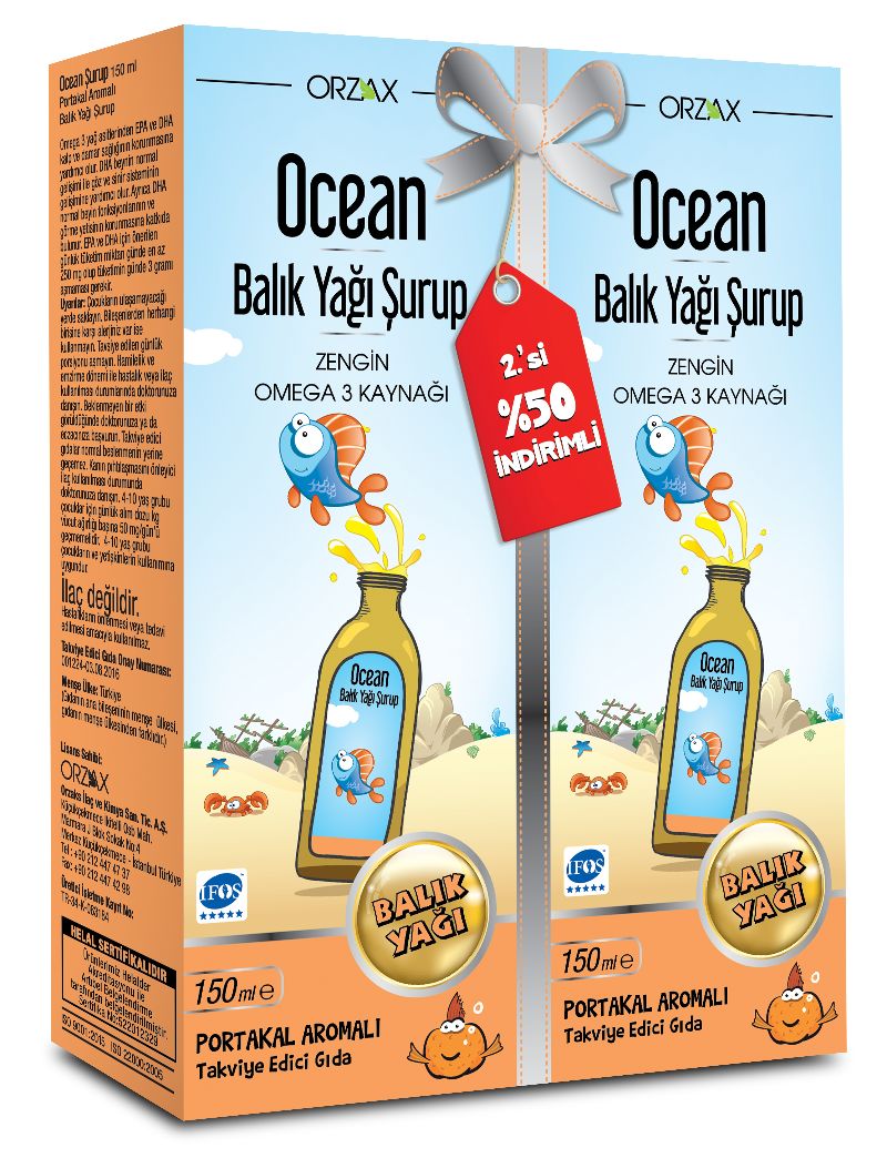 Ocean Portakalli Balik Yaği Şurup 150 Ml 2.si %50 İndirimli