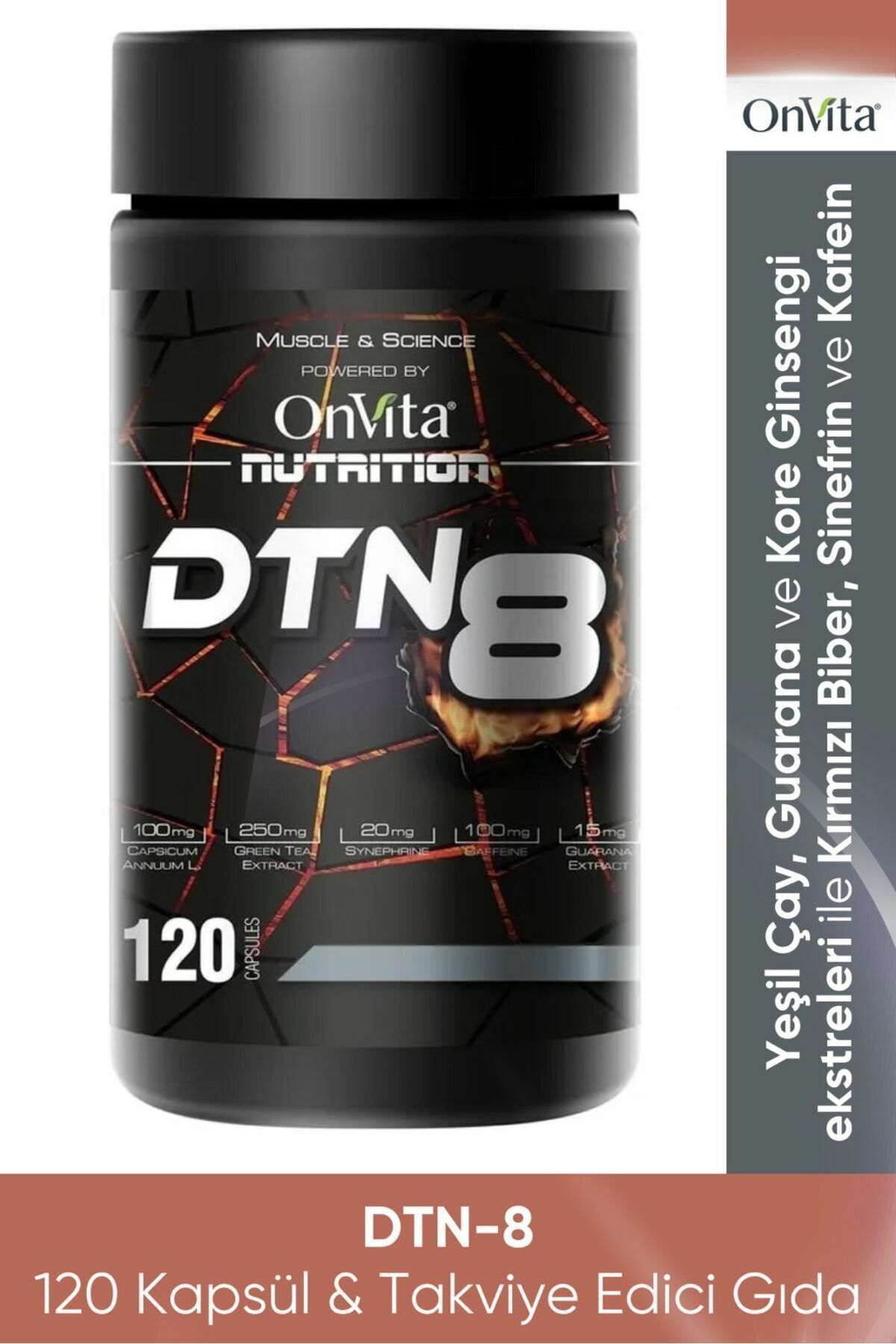 Onvita Dtn 8 Yeşil Çay Guarana ve Kore Ginsengi Ekstreleri ile Kırmızı Biber Sinefrin ve Kafein 120 Kapsül