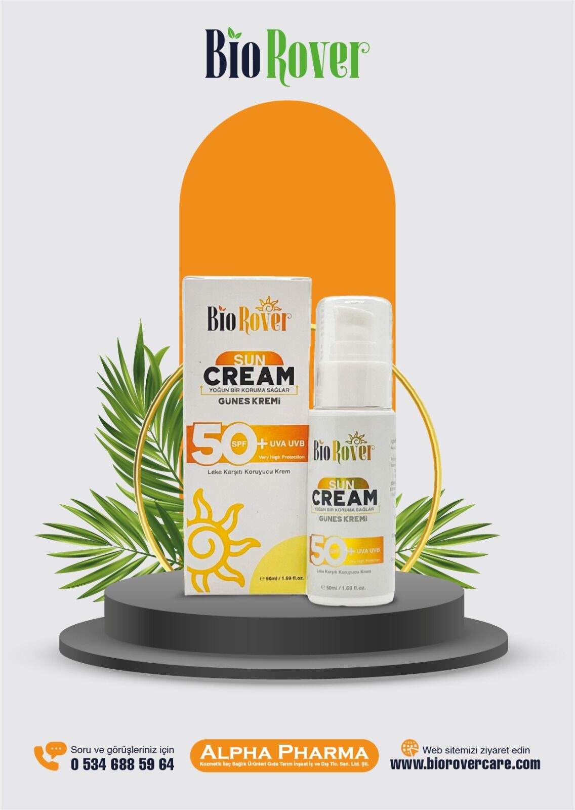 Biorover Sun Cream Güneş Kremi SPF50 50 ml