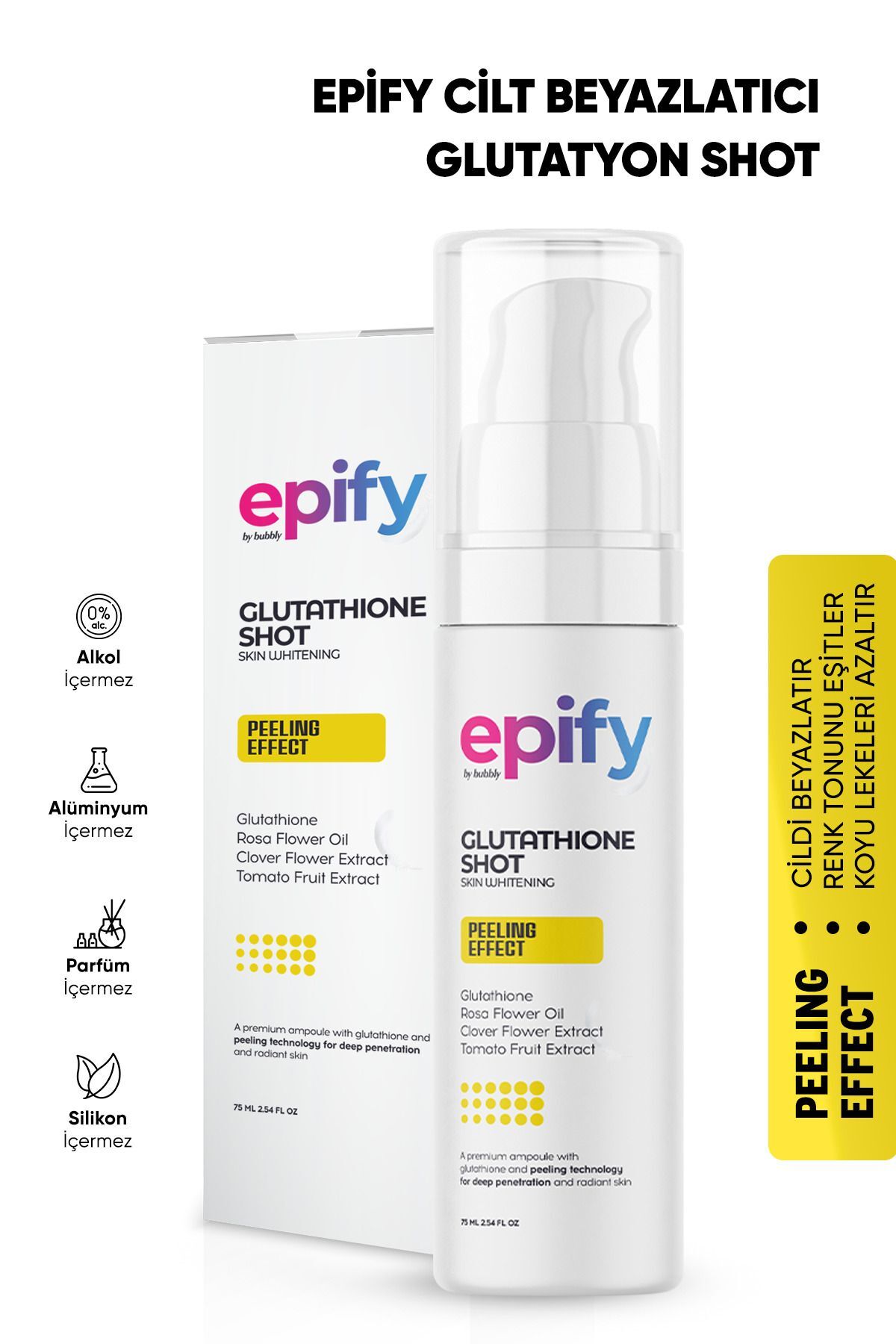 Epify Peeling Etkili Cilt Beyazlatıcı Glutatyon Shot 75 ml