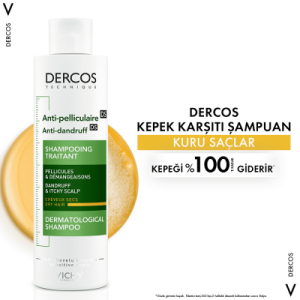 Vichy Dercos Anti-Dandruff Şampuan Kuru Saçlar için Kepek Karşıtı - 200 ml Fiyatına 400 ml Etiketli