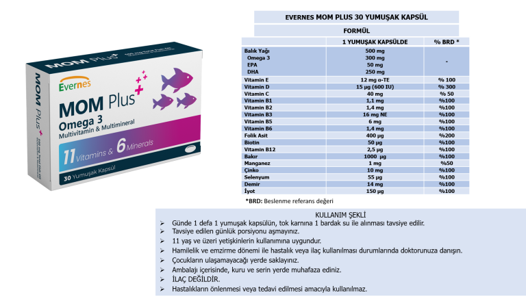 Evernes Mom Plus 30 Yumuşak Kapsül