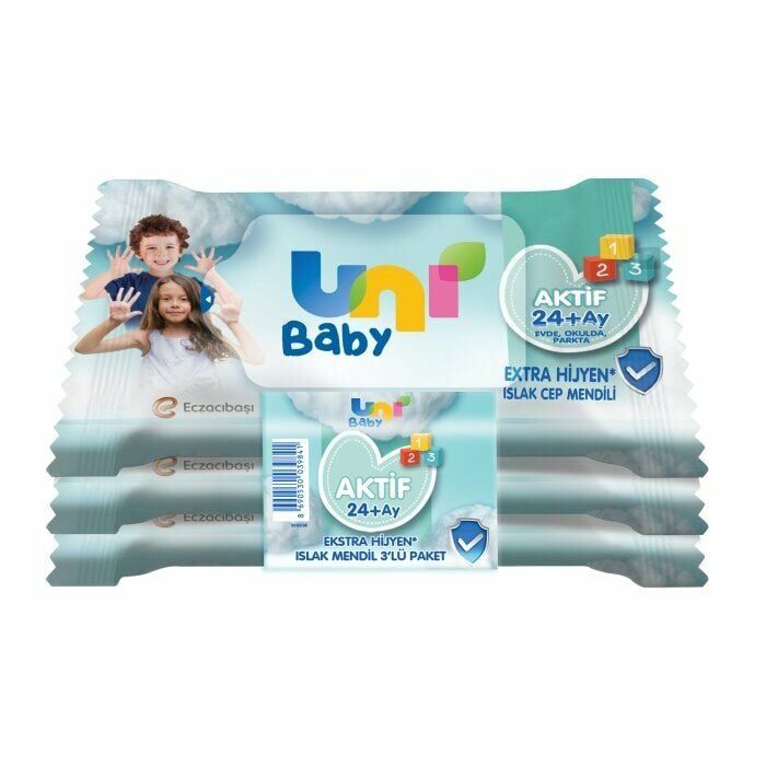 Uni Baby Aktif Islak Cep Mendili 24+ Ay 3x15 Adet