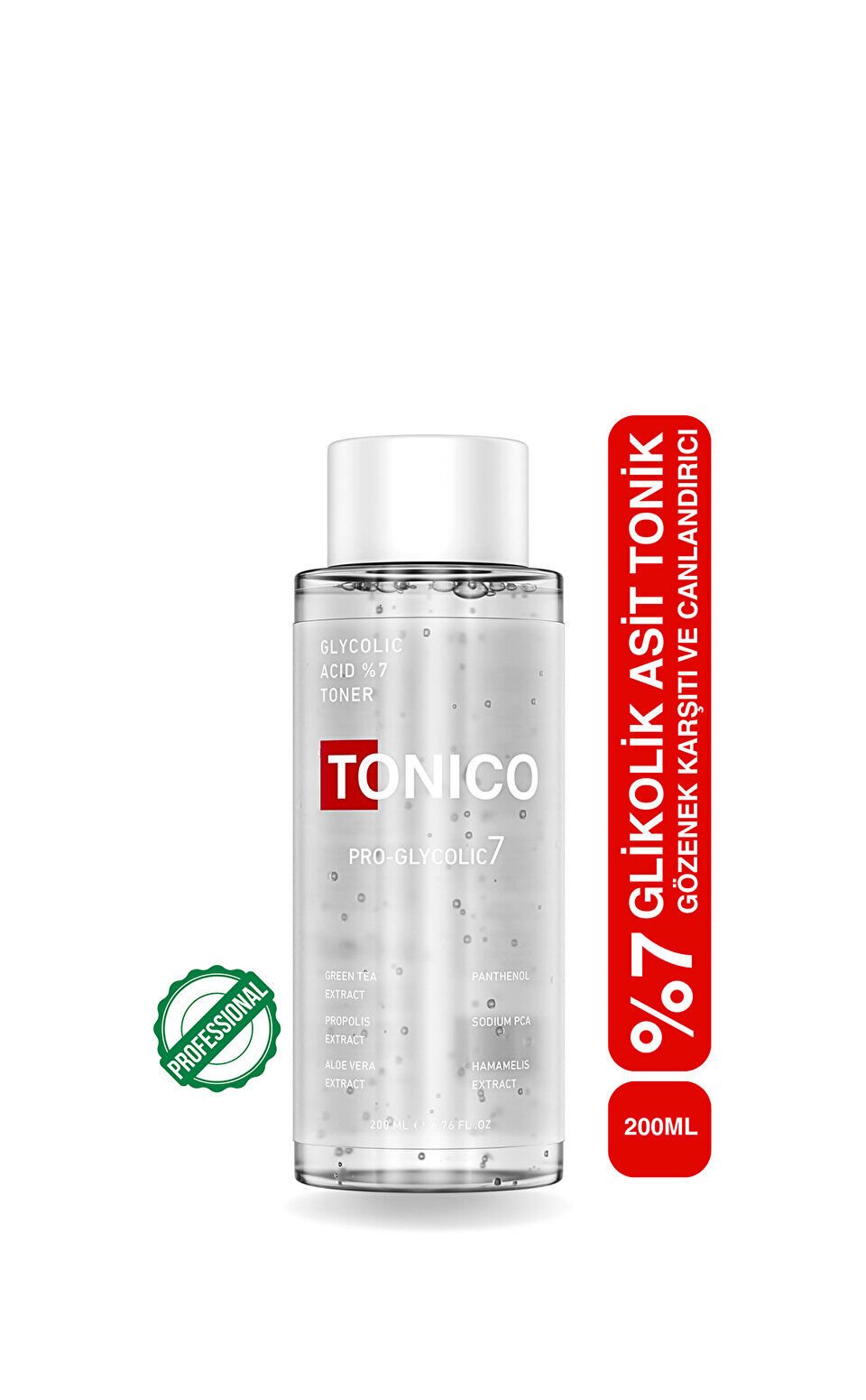 Tonico Canlandırıcı Gözenek Sıkılaştırıcı ve Leke Karşıtı Peeling Etkili Glikolik Asit Tonik 200 ml