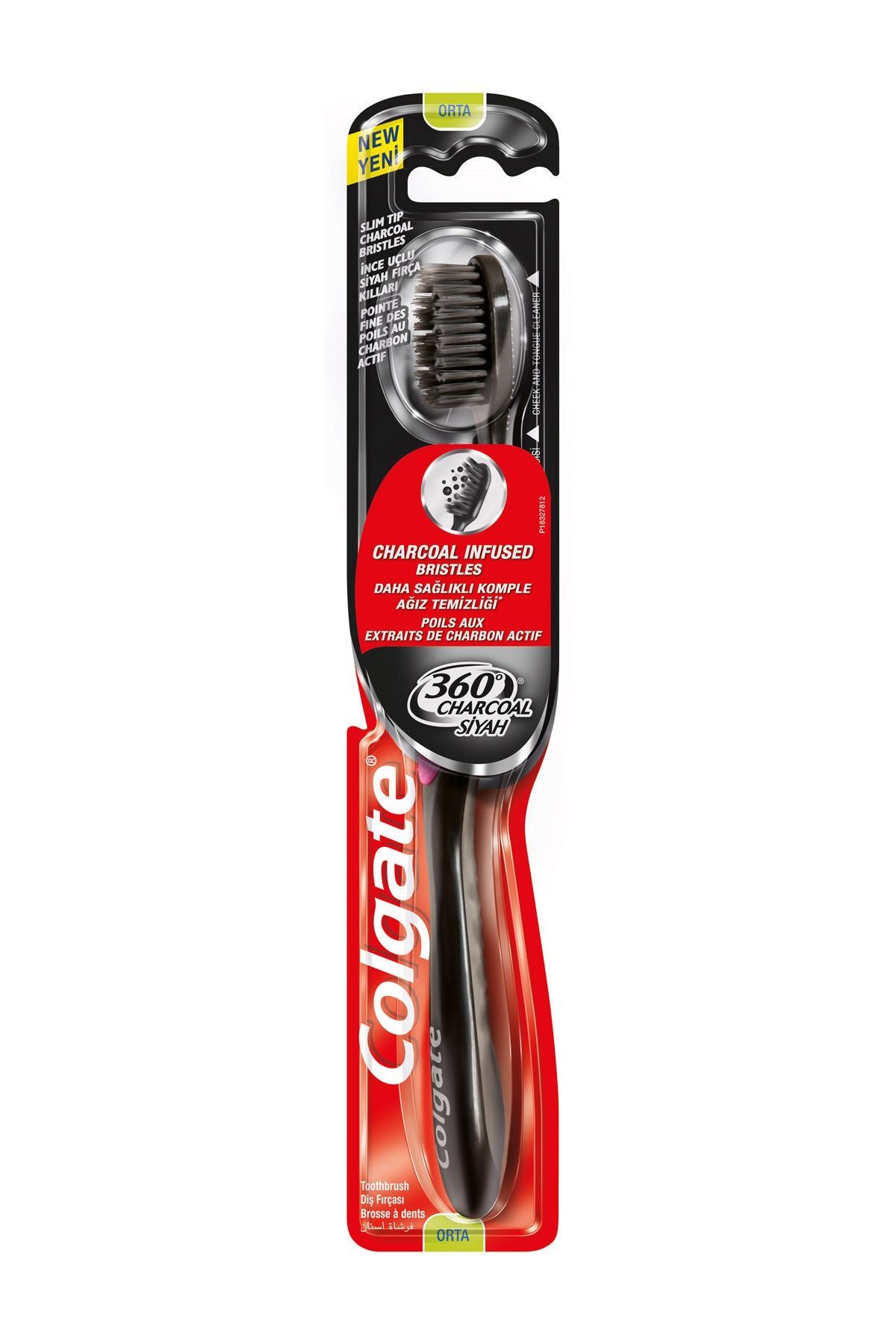 Colgate 360 Charcoal Diş Fırçası Orta 2 Adet - Siyah