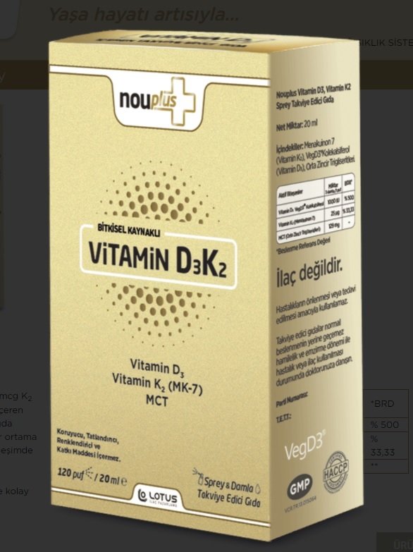 Nouplus Vıt D3k2 Sprey
