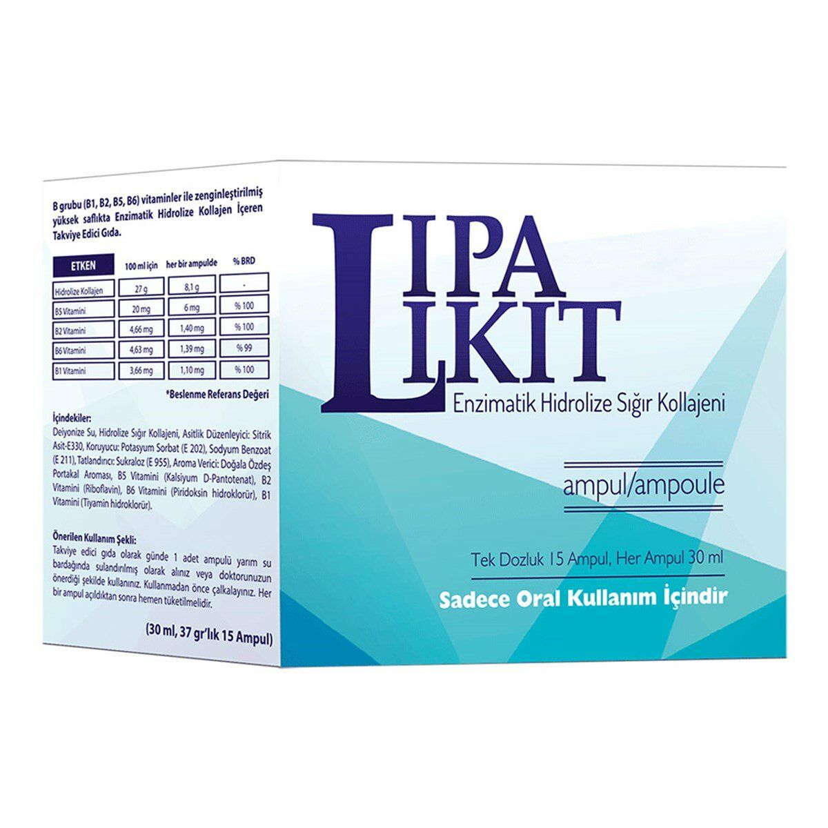 Lipalikit Enzimatik Hidrolize Sığır Kollajeni 15 Ampul 30 ml