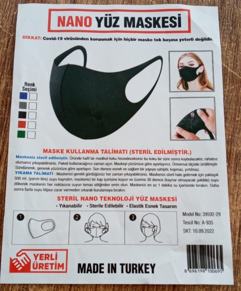 Maske  Nano Tekstıl Sıyah Teklı