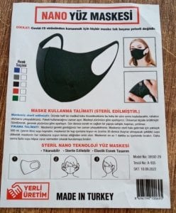 Maske  Nano Tekstıl Sıyah Teklı