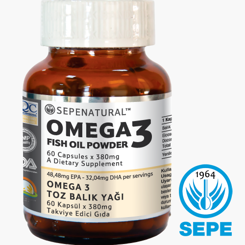 Omega 3 Balık Yağı Toz 60 Kapsül 380 mg Fish Oil Powder