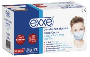 Maske Cocuk Exxe Erkek 50Lı Teklı Poset