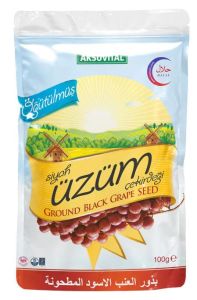 ÖĞÜTÜLMÜŞ SİYAH ÜZÜM ÇEKİRDEĞİ 100 GR DYPCK
