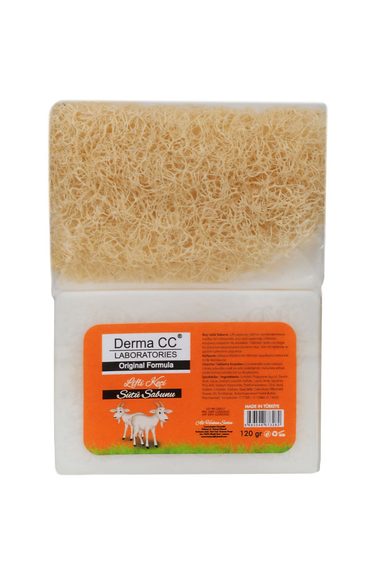 Derma CC Laboratories Doğal Kabak Lifli El Yapımı Sabun Eşek Sütü 120 gr