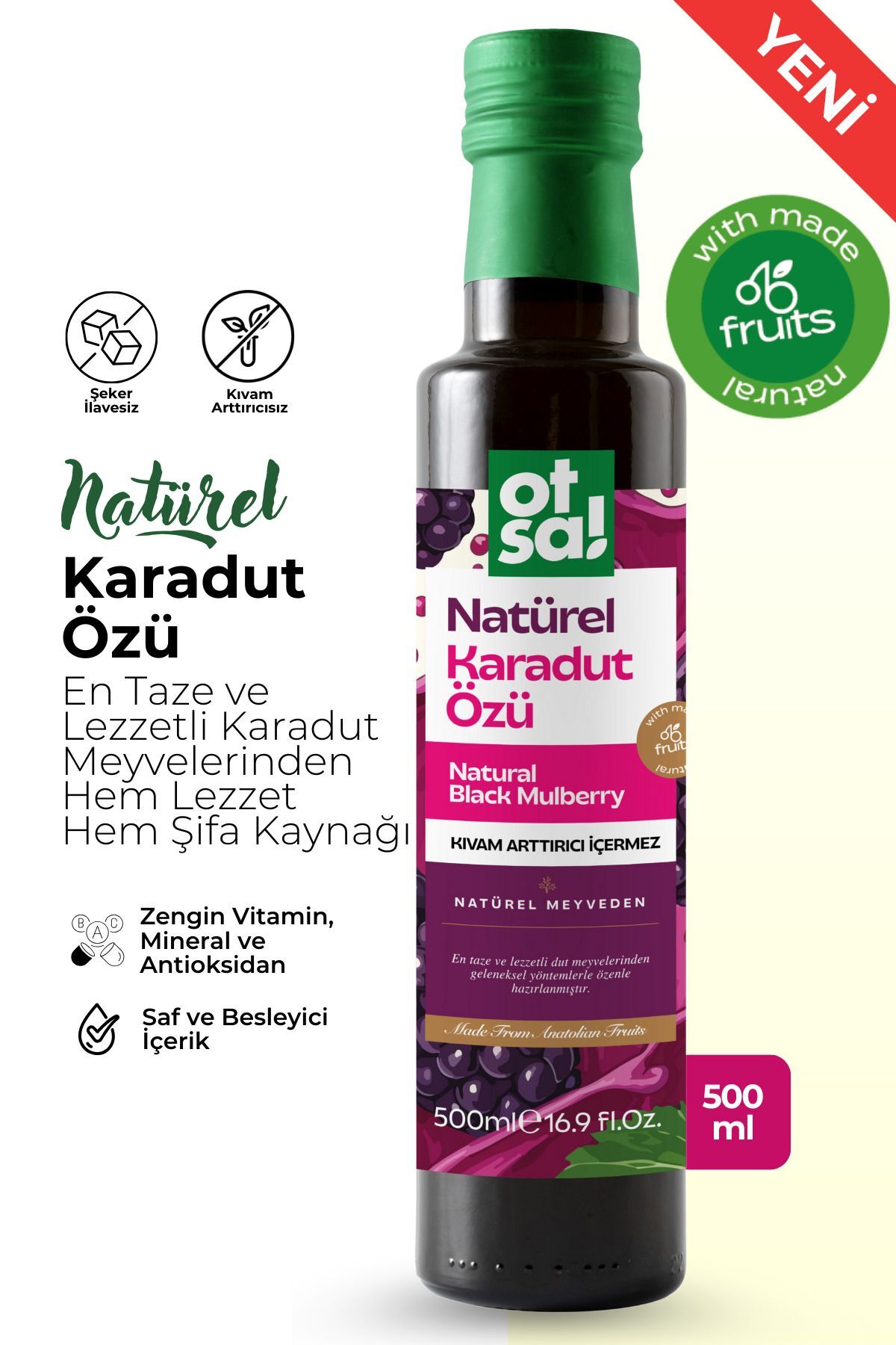 Otsa Karadut Ekstraktı İçeren Doğal Karadut Özü 500 ml