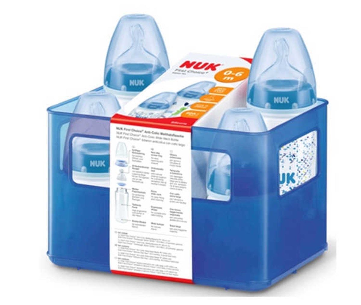 Nuk First Choice Plus PP Biberon 4'lü Set - Mavi Kasa
