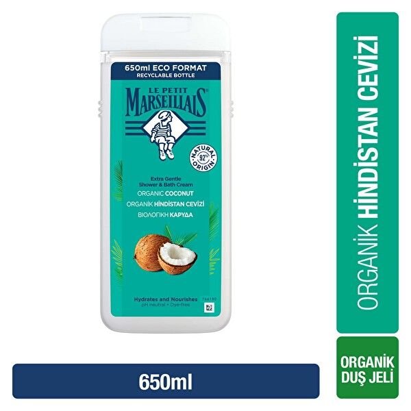 Le Petit Marseillais Organik Hindistan Cevizi Duş Jeli 650 ml