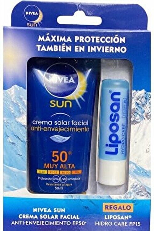 Nivea Sun Set -  Yaşlanma Karşıtı Yüz Kremi SPF50 50 ml + Dudak Kremi SPF15 5,5 ml
