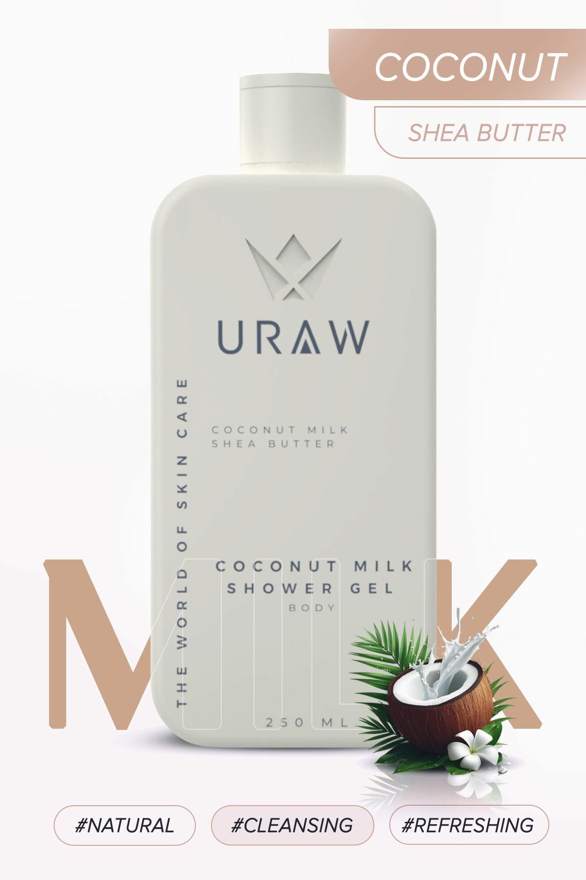 Uraw Coconut Duş Jeli Derinlemesine Arındırıcı ve Canlandırıcı Duş Jeli 250 ml