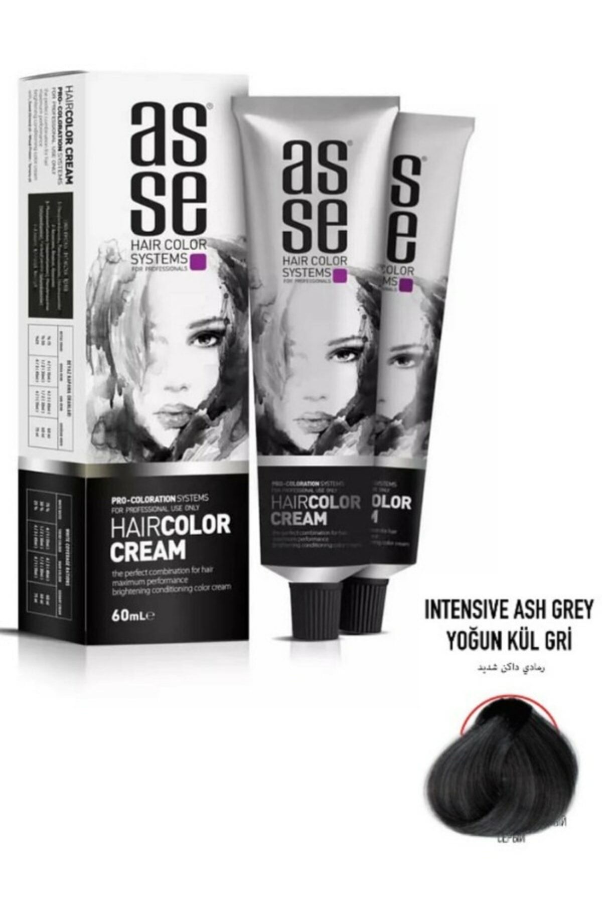 Asse Tüp Saç Boyası 60 ml - Yoğun Kül Gri