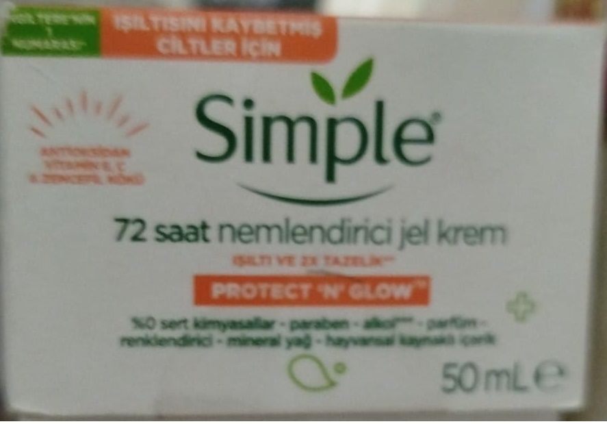 Simple Protect & Glow 72 Saat Etkili Nemlendirici Jel Krem 50 ml