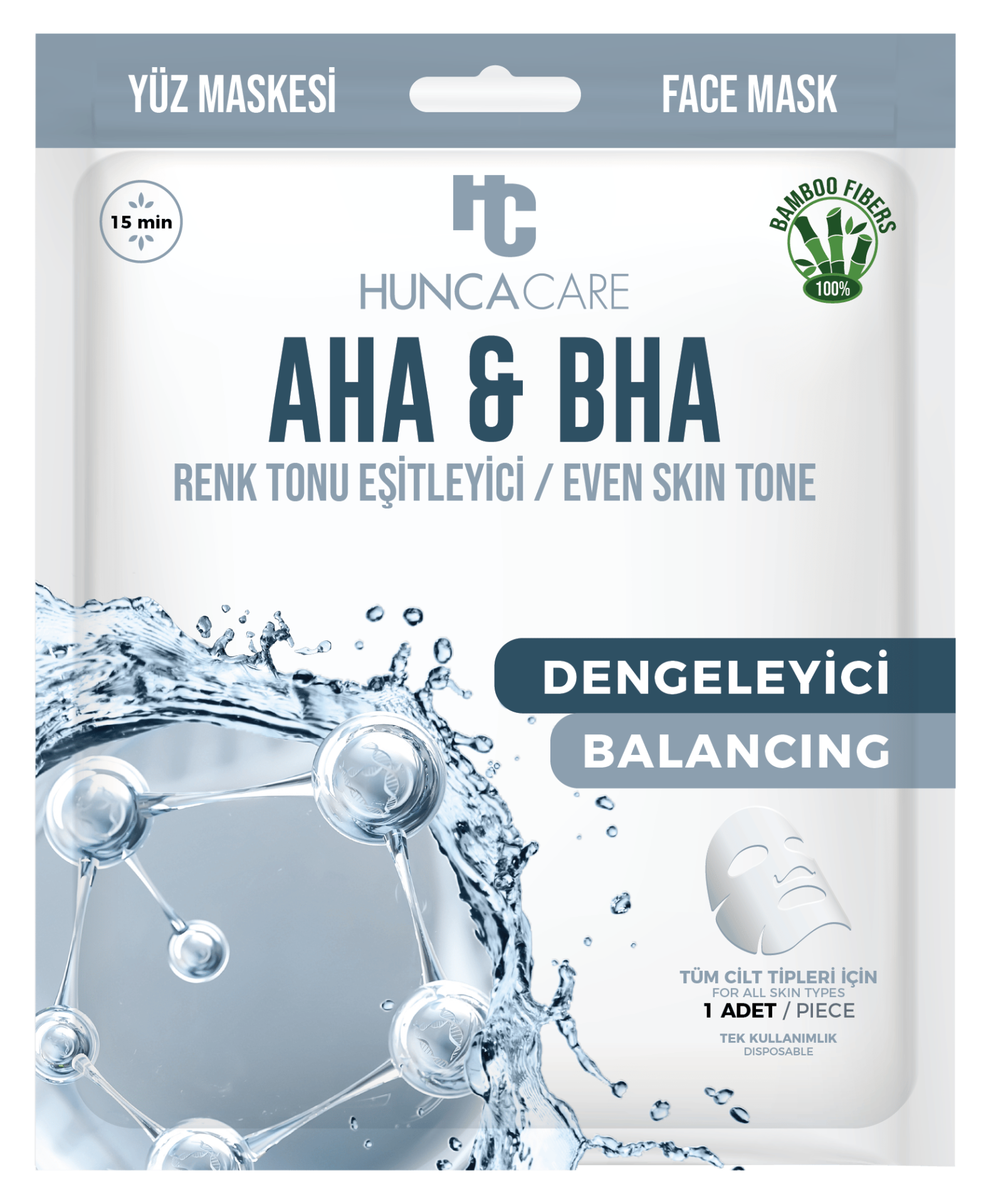 Hunca Care Aha&Bha Kağit Yüz Maske Renk Tonu Eşitleyici Even Skin Tone - 5 Adet