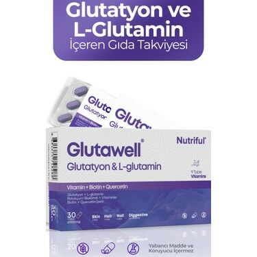 Nutriful Glutawell Glutatyon L-Glutamin Biotin Quarcetin İçeren  30 Tablet Takviye Edici Gıda