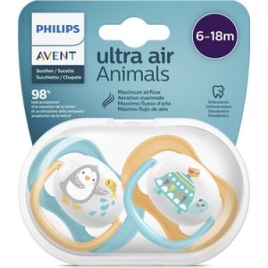 Philips Avent SCF080/70 Ultra Air Animals Emzik 6-18 Ay Erkek 2'li